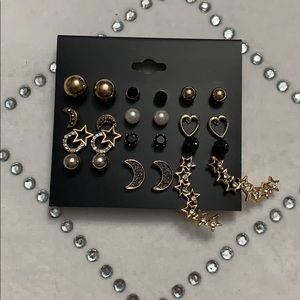 Black and Gold Earrings Set